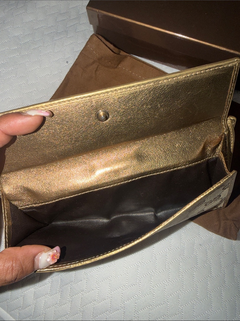 Gucci Brown GG Monogram Continental Wallet with Gold Trim - Picture 4 of 5